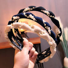 New braided pearl headband Korean hot style rhinestone winding hairpin, lovely temperament hair accessories for women 2024 - buy cheap