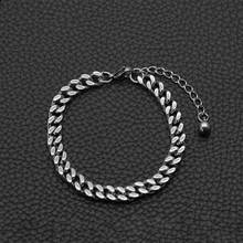 Pulseira masculina de aço inoxidável cubana, bracelete retrô com contas de aço inoxidável, acessórios para hip hop 2024 - compre barato