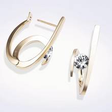 Fashion Statement Earrings Metal Geometric Earrings For Women Zircon Hoop Earrings Modern Minimalist Earring Jewelry 2024 - buy cheap