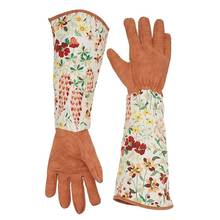 1 Pair Floral Print Gardening Gloves Faux Leather Long Sleeve Glove Women Non-Slip Cleaning Household Mitten 2024 - buy cheap