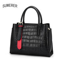 New Genuine Leather Bag Cowhide Crocodile Pattern Fashion Luxury Handbags Women Bags Designer Women Handbags Black Tote Bag 2024 - buy cheap