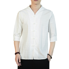Summer Linen Shirt Male Loose Large Size Chinese Style Male Cotton and Linen Three Quarter Sleeve Shirts 5XL 2024 - buy cheap