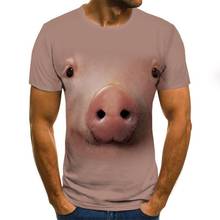 Новинка лета 2021, забавная Футболка с принтом свиньи, одежда в стиле хип-хоп, футболка с коротким рукавом, уличная одежда, футболка с 3d принтом 2024 - купить недорого