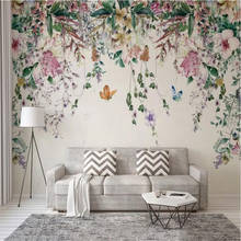 Milofi customized large wallpaper mural modern and fresh watercolor vine flower home TV background wall decoration painting 2024 - buy cheap