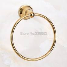 Soporte de anillo de toalla de latón de Color dorado, colgador redondo montado en la pared, accesorios para baño, Lba883 2024 - compra barato