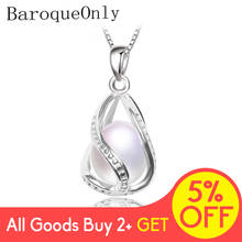 Boarqueonly Natural Freshwater Pearl Pendant Cage Necklace 925 Sterling Fashion Silver Boho Statement Necklace Pearl Jewelry PDE 2024 - buy cheap