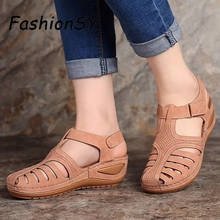 Summer Woman Wedges Sandals Buckle Strap Casual Shoes Sewing Women Shoes Solid Plus Size Female Flat Sandals Women Shoes 2024 - buy cheap