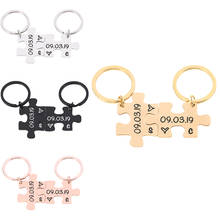 2PCS irregular Couple Keychain Gifts for Husband Wife Boyfriend Girlfriend Valentines Customized Date and Two Initials Keychains 2024 - buy cheap