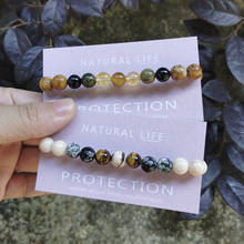 Neovivi Chakra Bracelets Paper Card Natural Opal Stone Tiger Eye Beads Bracelet For Women Men Fashion Yoga Jewelry Dropshipping 2024 - buy cheap