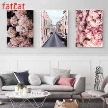 FATCAT pink rose flower diy 5d diamond painting full square round drill mosaic embroidery sale triptych home decoration AE2275 2024 - buy cheap