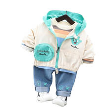 New Autumn Baby Boys Girls Clothes Children Casual Hooded Jacket T-Shirt Jeans 3Pcs/sets Toddler Fashion Costume Kids Tracksuits 2024 - buy cheap