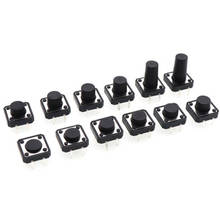 20pçs 12x12 botões de pressão dip 4pin interruptor de luz sensível ao toque 12*12*4.3/5/6/7/8/9/10/11/12/13/14/16/18/20/22/25mm interruptor de ato de potência