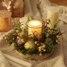 Portavelas de mesa con forma de huevo de Pascua, centro de mesa, decoración Floral para el hogar 2024 - compra barato