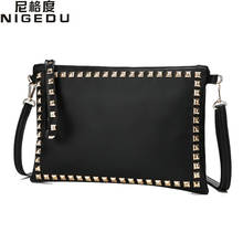 Fashion rivets women clutches PU leather ladies envelope clutch bags Crossbody Shoulder Bags for Women's handbag Black and red 2024 - buy cheap
