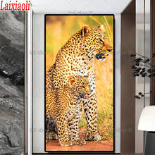 large size DIY Diamond Painting Full Square round leopard Picture Diamond Embroidery Cheetah Animals Mosaic Art Wall Decoration 2024 - buy cheap