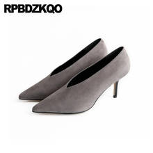 Slip On Suede Scarpin Casual Gray Stiletto Fashion Thin Size 4 34 Pointed Toe 2021 Pumps Ladies High Heels Shoes Black 3 Inch 2024 - buy cheap