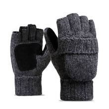 Unisex Winter Fliptop Gloves Fingerless Pop-top Convertible Knit Cycling Warm Keeping Gloves 2024 - buy cheap