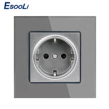 Esooli Crystal Glass Panel Wall Power Socket Grounded 16A EU Standard Electrical Outlet Black White Gold Grey Colorful 2024 - buy cheap
