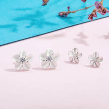 SA SILVERAGE Peach Blossom Female Birthday Gift Woman Petals Earrings Zirconia Romantic S925 Flower Sterling Silver Earrings 2024 - buy cheap
