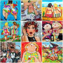 Cartoon Fat Lady Diamond Mosaic 5D Full Diamond Embroidery Vogue Vintage Women Fantasy Diamond Painting for Adult for Home Decor 2024 - buy cheap