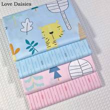 100% Cotton Twill Cartoon BLUE PINK Big Animal Lion Elehphant Flower Arrow Fabric Kids Bedding Sheet Handwork Home Decor Craft 2024 - buy cheap