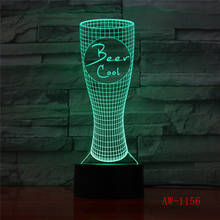 Copo de cerveja colorido 3d lâmpada mesa interruptor toque remoto decoração do desktop 3d toque lâmpada controle remoto para o quarto 1156 2024 - compre barato