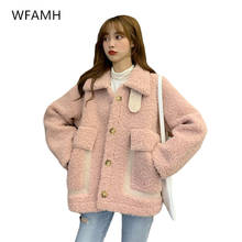 Autumn And Winter Korean Version Imitation Lamb Wool Plus Velvet Cotton Loose Wild Stitching Long-sleeved Jacket Women's Tide 2024 - buy cheap