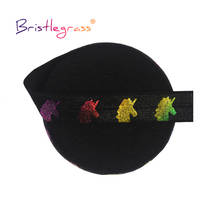 BRISTLEGRASS 50 100 Yard by Roll 5/8" 15mm Rainbow Unicorn Foil Print Foldover Elastic FOE Spandex Band Hair Tie DIY Sewing Trim 2024 - buy cheap