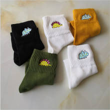 New Style Cotton Socks, Women's Socks, Cotton Embroidered Dinosaur Women's Tube Socks, Creative Personality Socks 2024 - buy cheap