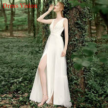 Light Wedding Dress  платье  Bride Gown Vestido De Novia Robe De Mariage V-Neck Simple Split French Slim 2024 - buy cheap