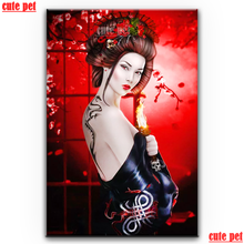 Mosaico japonês gueixa mulher quadrado completo broca redonda enigma diy pintura diamante ponto cruz diamante bordado arte decoração da sua casa 2024 - compre barato