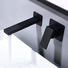Черный настенный смеситель для раковины в ванной комнате Водопад для ванны одна ручка смеситель из твердой латуни для горячей и холодной воды 2024 - купить недорого