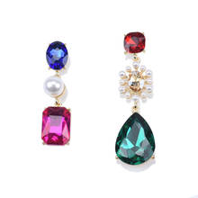 Asymmetry Crystal Drop Earrings Elagant Large Rhinestone Metal Statement Dangle Earrings Women Party Jewelry Brincos Wholesale 2024 - buy cheap