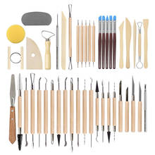 Kit de ferramentas para artesanato com argila, faça você mesmo, ferramentas para escultura em argila, cerâmica, cabo de madeira 2024 - compre barato