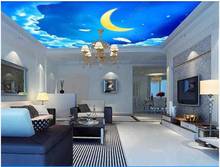 Zênite personalizado mural murais de teto 3d papel parede para paredes 3 d céu sonhador lua, céu estrelado, teto zenith mural papéis parede 2024 - compre barato