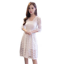 B2293 2020 new women's summer big size fashion sexy loose lace show thin middle sleeve dress cheap wholesale 2024 - buy cheap