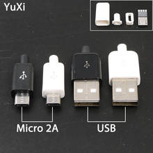 YuXi-conector macho Micro USB de 4 pines, 10 unids/lote, datos de soldadura, interfaz de línea OTG, DIY, Cable de datos, accesorios de carga 2024 - compra barato