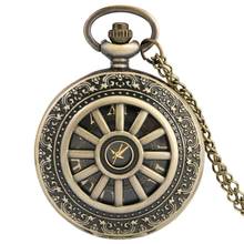 Античные, ретро, бронзовые полые зубчатое колесо чехол кварцевые карманные часы ожерелье римскими цифрами для мужчин для женщин кулон цепи сувенир подарки 2024 - купить недорого