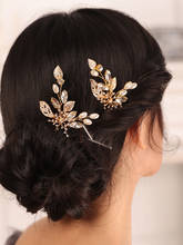 Vintage Gold Wedding hair accessories Birde to be Headpieces Flower headdress 2PCS Women Headwear Hair Jewelry 2024 - buy cheap