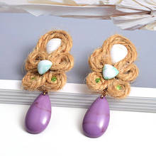 New Arrival Ethnic Vintage Rattan woven handmade earrings Wholesale Long Drop Earring Jewelry Accessories For Women 2024 - buy cheap