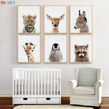 Impresiones de animales para bebé, póster de Pingüino bebé, ciervo, Tigre, burro, pintura en lienzo, arte de pared para guardería, imágenes decorativas para habitación de niños 2024 - compra barato