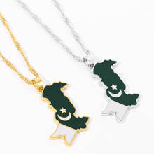 Collar con colgante de mapa de la bandera de Pakistán, Color dorado y plateado, joyería para el Día Nacional de Pakistán, venta al por mayor 2024 - compra barato
