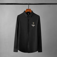 Minglu-camisas de manga larga para hombre, camisas masculinas informales y de negocios, de lujo, a la moda, ajustadas, de Color sólido, 4XL 2024 - compra barato