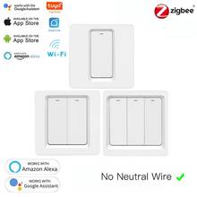 Smart Wall Switch Zigbee Wireless Tuya Smart Life Remote Control Light Switch Wall Fire Wire Triple Button For Alexa Google Home 2024 - buy cheap