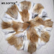 MS.Softex Natural Fox Fur Cushion Round shape Non slip back Genuine Fox Fur Car Seat Cushion Pad Plush Fur Cushion 2024 - buy cheap