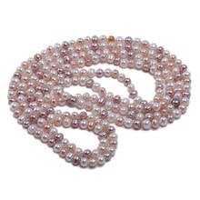 NEW 7-8MM Natural Pink white purple multicolor Akoya Pearl Necklace Super Long 100“ Sweater chain 2024 - buy cheap