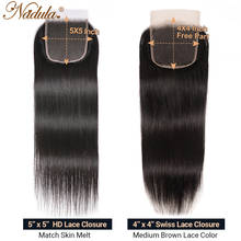 Бразильские прямые волосы Nadula, застежка для волос, HD кружево 10-20 дюймов, свободная/средняя часть, швейцарская кружевная застежка, естественный цвет, волнистые волосы без повреждений 2024 - купить недорого