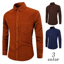 Модная зимняя мужская хлопковая Вельветовая рубашка, повседневная мужская теплая рубашка с длинными рукавами в стиле ретро коричневого цвета, винтажная длинная винтажная рубашка, большие размеры 3xl 2024 - купить недорого