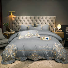 European Light Luxury Embroidery 100S Egyptian Cotton Hyaluronic Acid Bedding Set Queen King Duvet Cover Bed Sheet Pillowcase 2024 - buy cheap