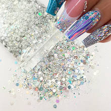 10g Holographic Chunky Nail Glitter Sequins Laser Mixed Size Hexagon Shape Sparkly Flakes Slices Manicure Nails Art Decoration 2024 - купить недорого